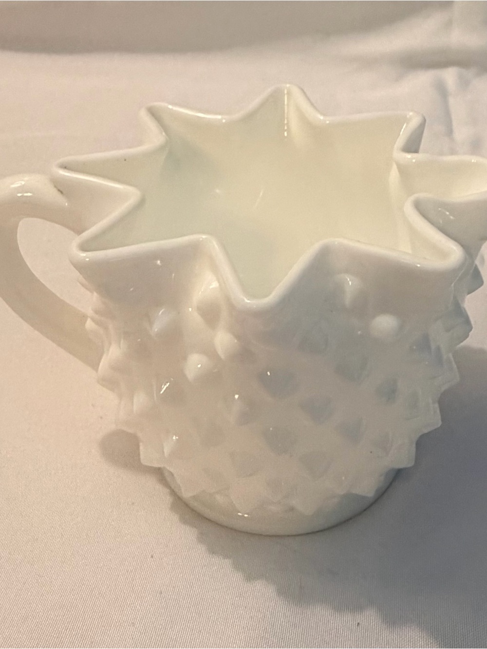 Vintage Fenton Milk Glass Hobnail Creamer